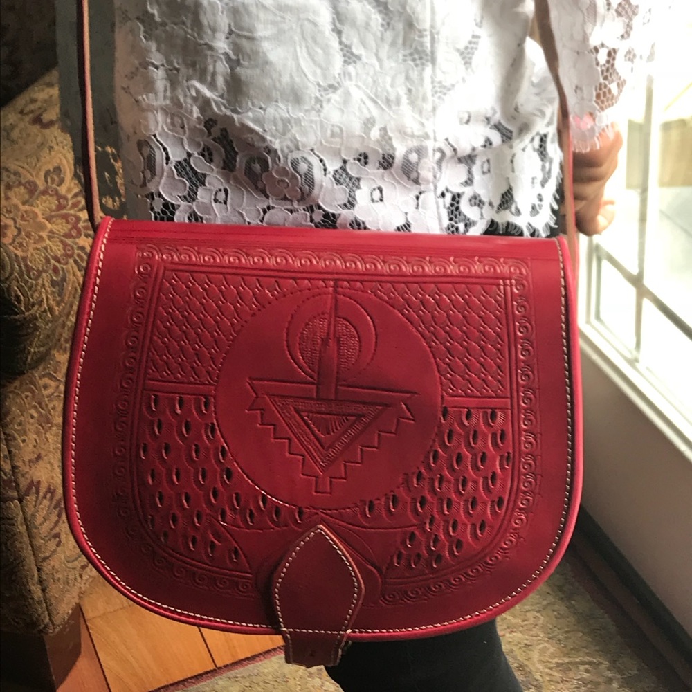 Moroccan artisan saddle bag.